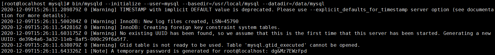 MySQL初始化生成临时密码